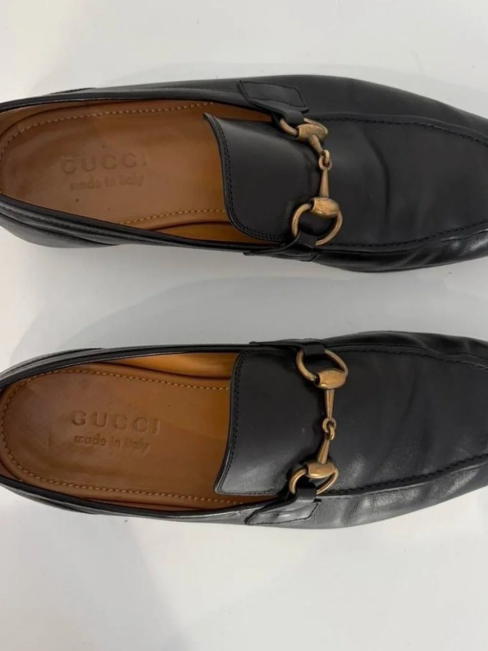 Gucci Jordan Black Leather Horsebit Loafers with Gold-Tone Hardware